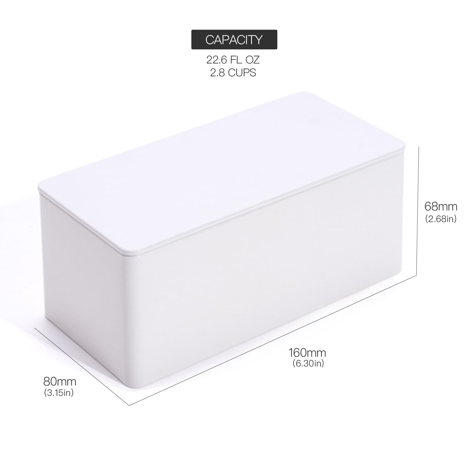 Tianhui Rectangle Metal Boxes Tin container 6.3 x 3.15 x 2.68 inches, Grey