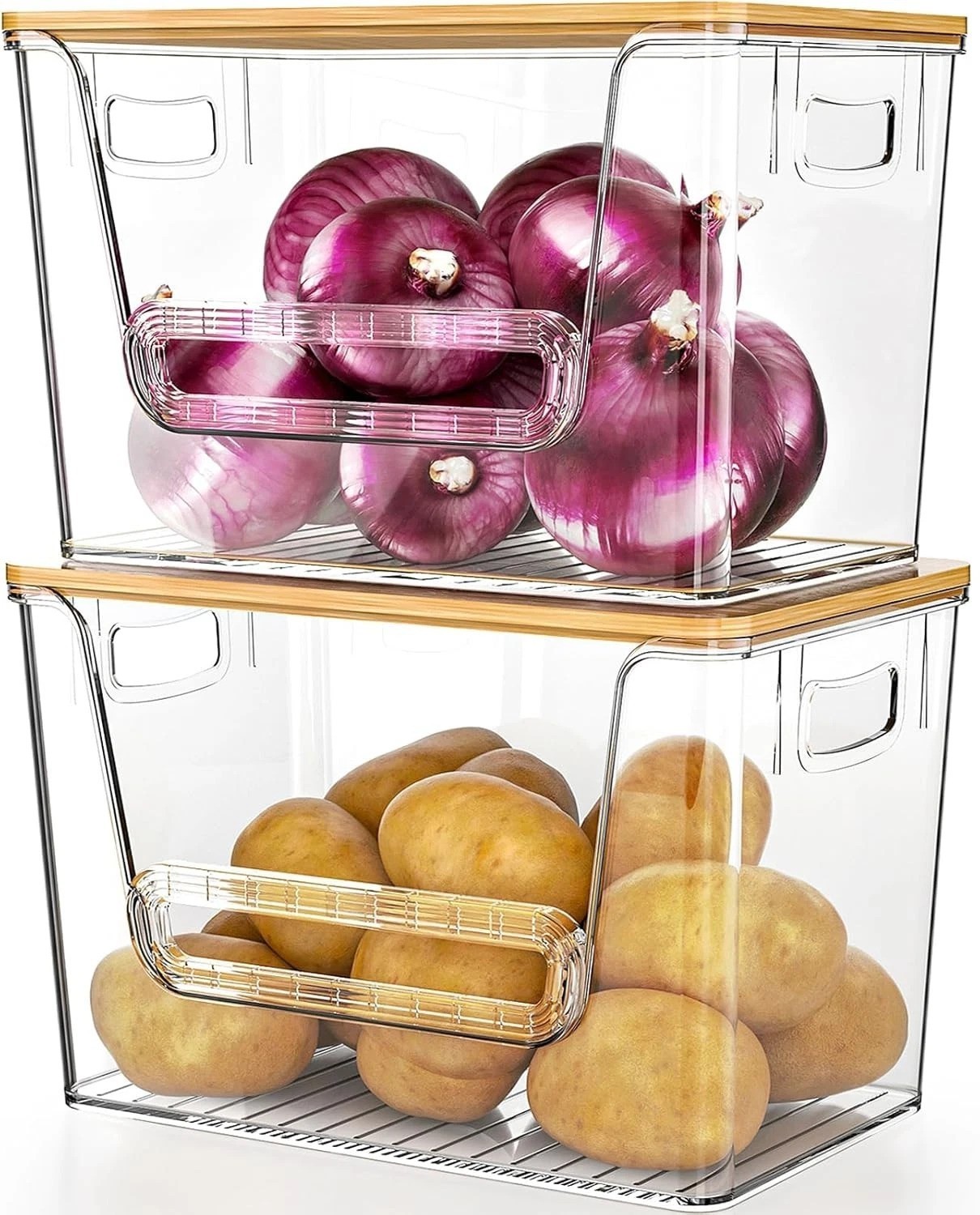 Durable Bamboo Top Pantry Organizers – 2 Pack for Efficient Kitchen Storage