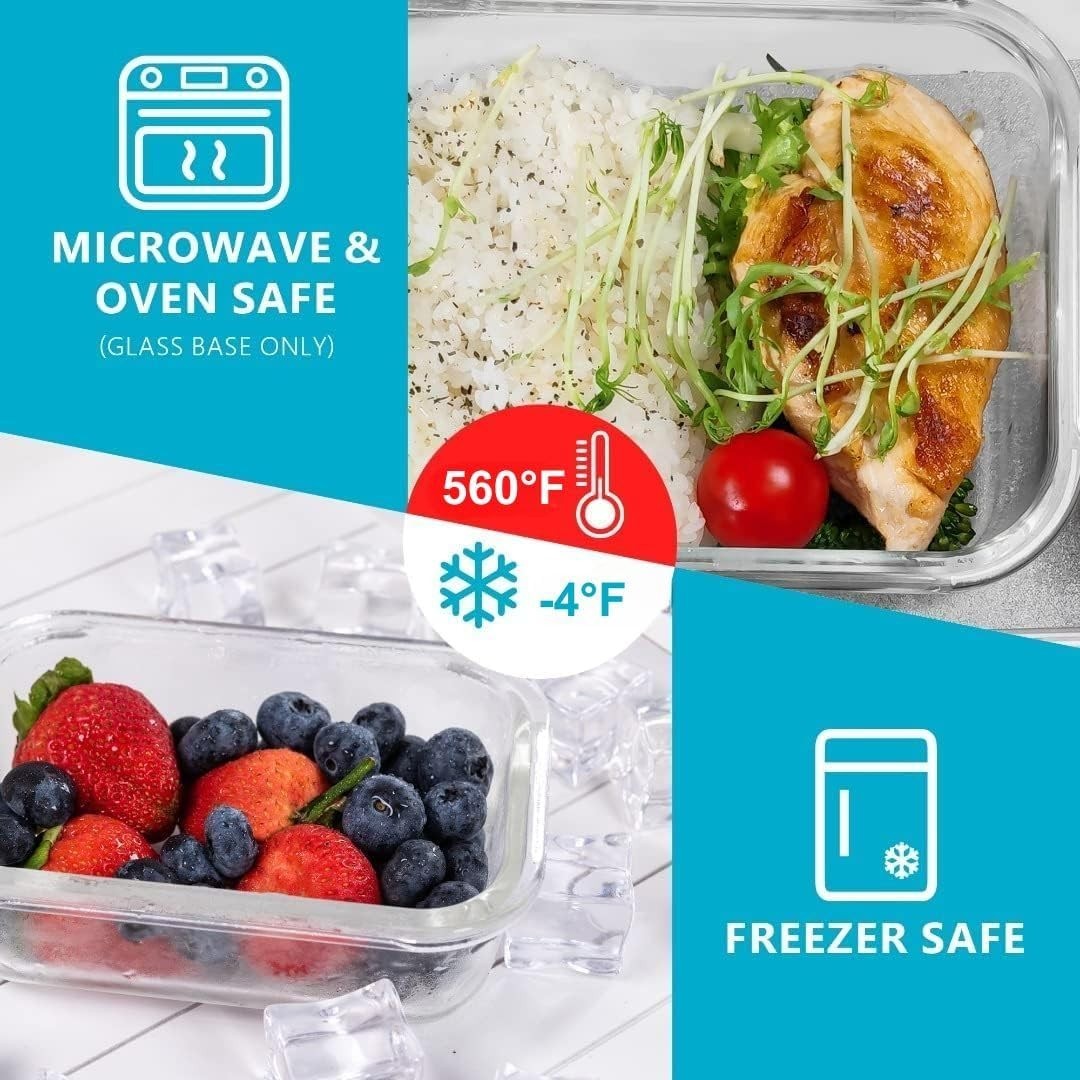 Durable Airtight Borosilicate Glass Storage Set – 10 Pack for Meal Prep