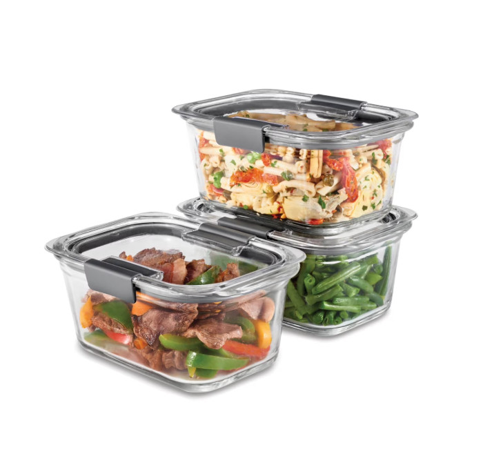 Rubbermaid Brilliance Glass 3-Pack 4.7C Leak-Proof BPA-Free