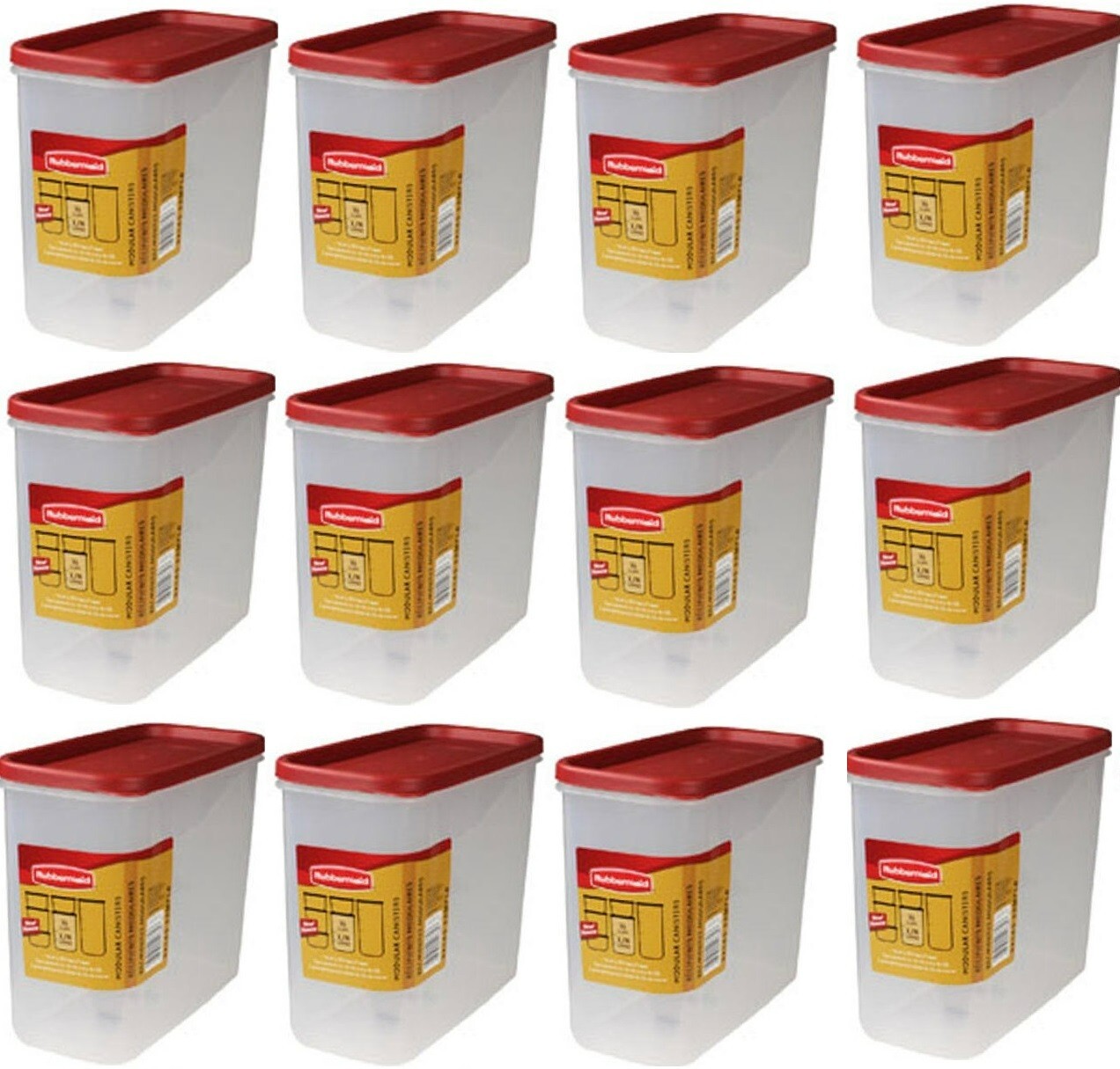 Rubbermaid 2168341 Racer Red 16 Cup Dry Food Storage Containers – Quantity 12