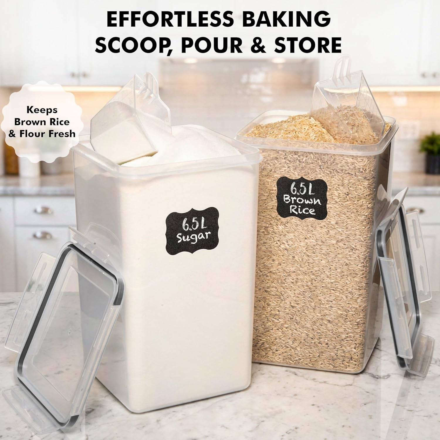2 PC [6.5L / 220 Oz] Large Food Storage Containers with Lids Airtight – BPA F…
