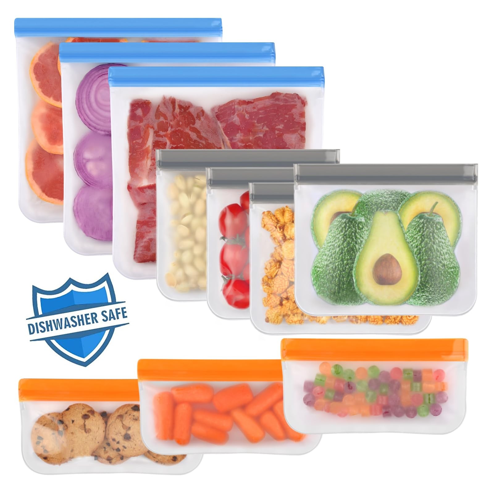 Lerine 10 Pack Dishwasher 10 Pack-3 Gallon 4 Sandwich 3 Snack, Multicolor