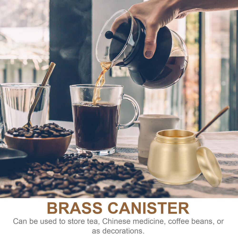 Brass Tea Container Golden Tea Can Tea Sealed Jar Multi-function Storage Jars