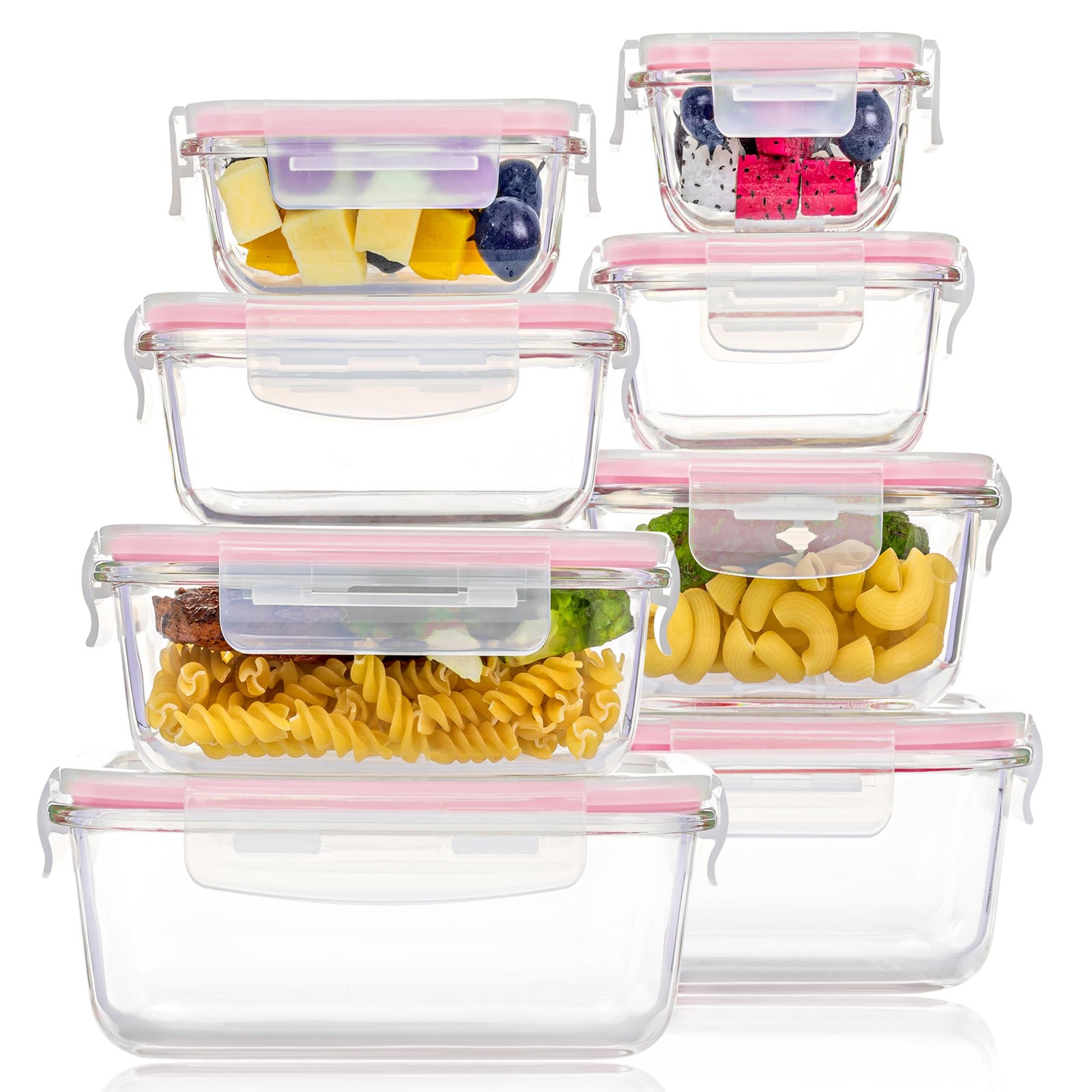 Crystalwave 8 Piece Food Storage Container Set in Multi Colors, Dishwasher Safe
