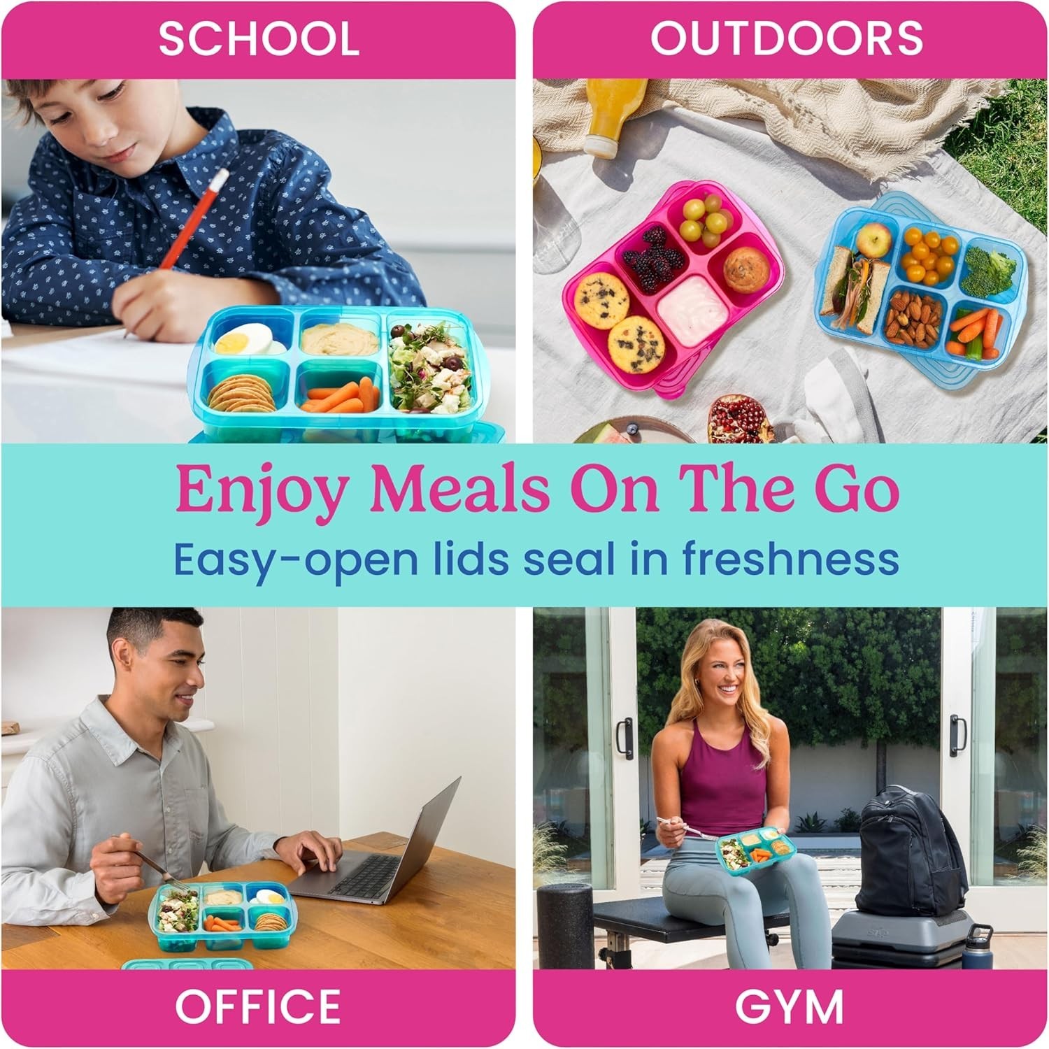 Food Storage Containers Set 8 pcs Reusable BPA-Free Stackable Lunch Boxes