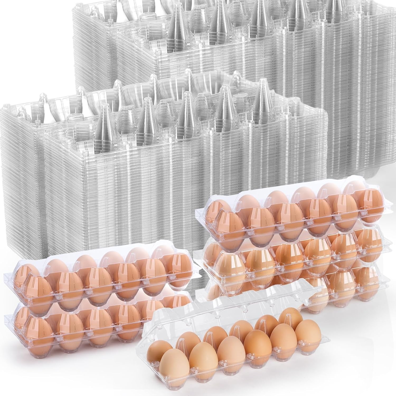 100 Pack Plastic Egg Cartons Cheap Bulk,1 Dozen Clear Empty Egg Containers fo…