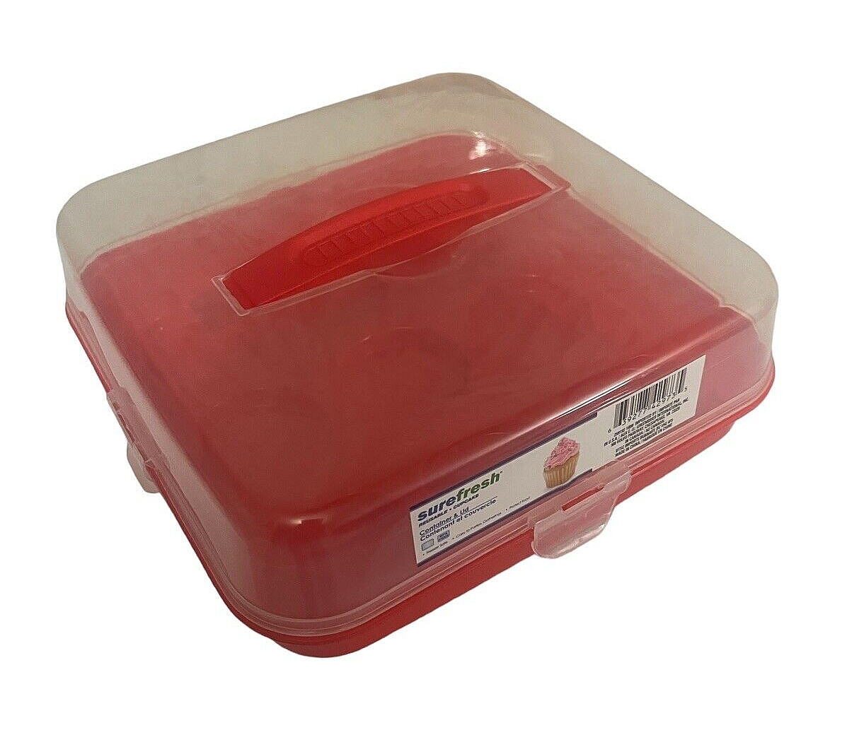 Sure Fresh Plastic Cupcake Carrier Holder w/ Snap Lid & Handle Holds 9 Cupcakes