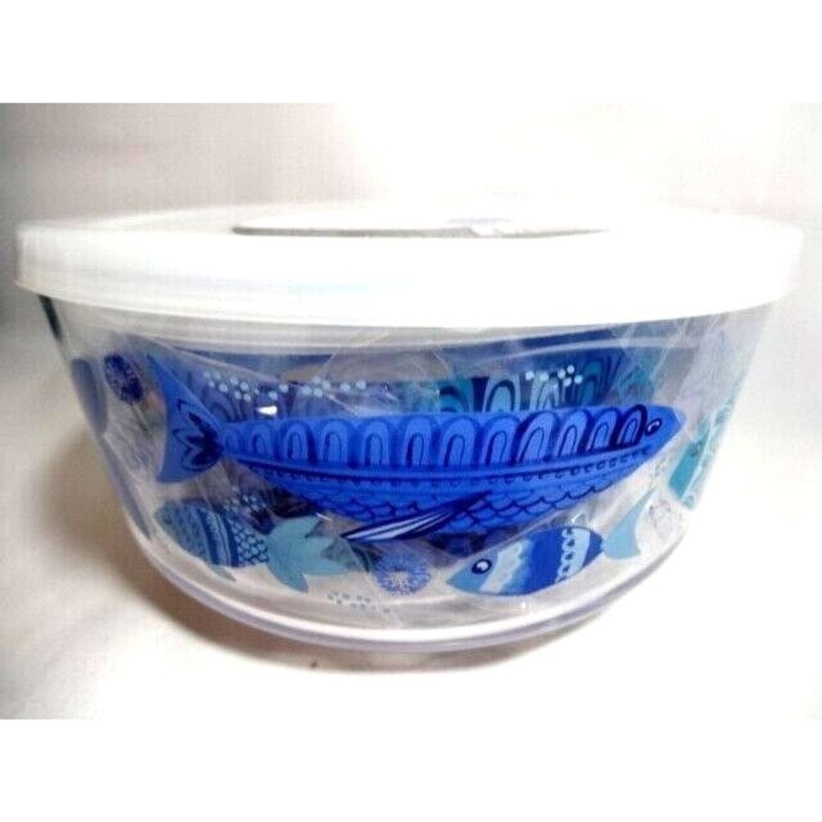 Nautical Fish Nesting Bowls 3-pc Clear Acrylic Plastic Lids BPA Free Gift NEW