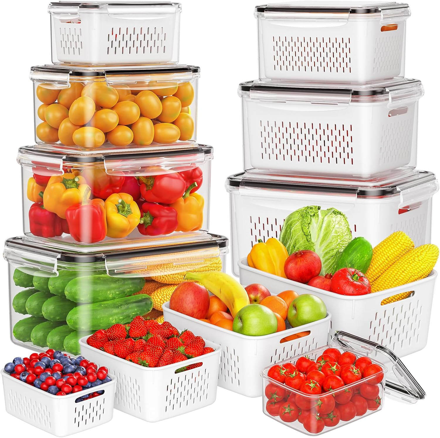 8-Pack Fruit Storage Containers for Fridge, Leakproof Fruit Containers for Fr…