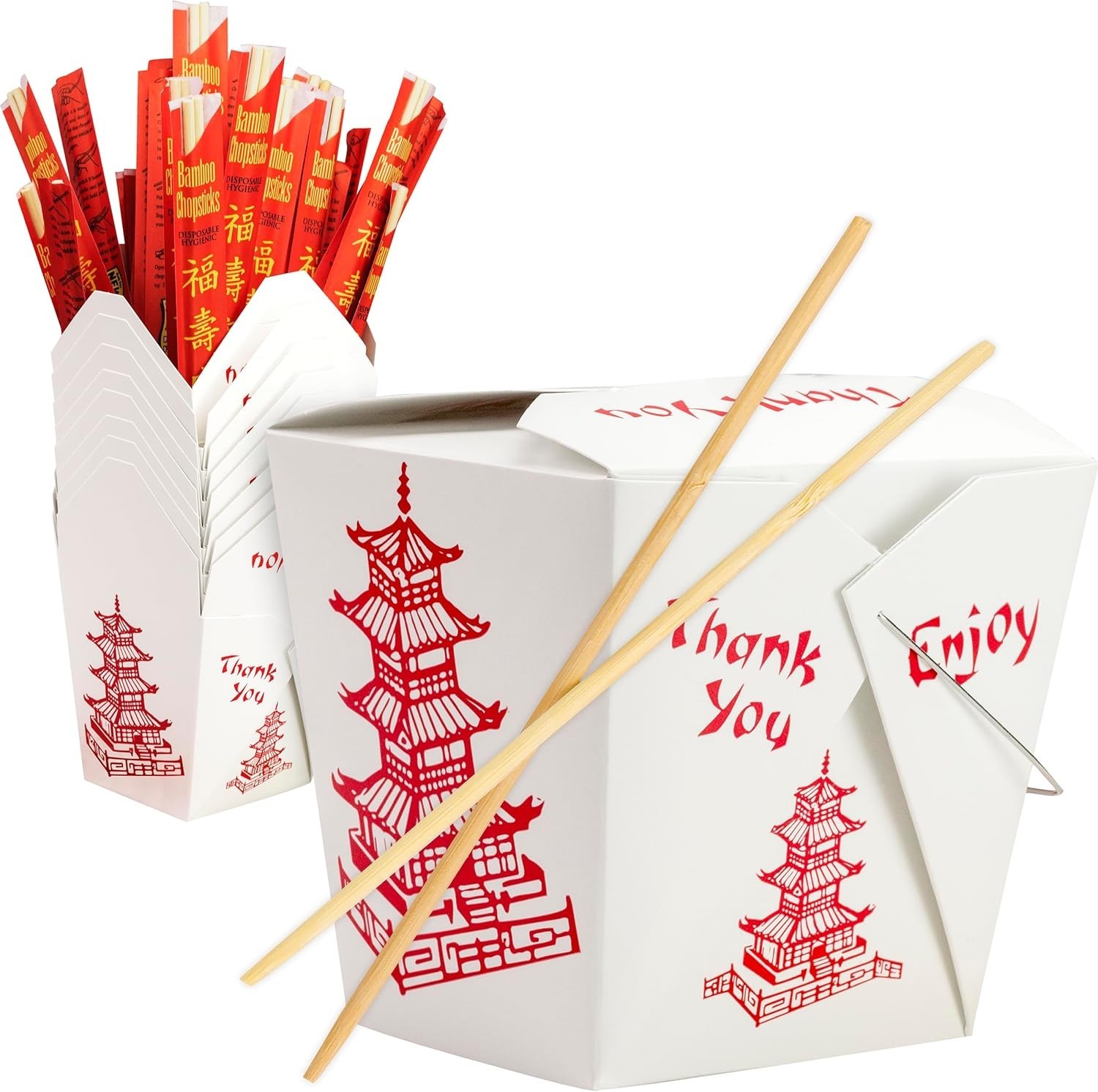 Avant Grub Durable 32 Oz Chinese Take Out Boxes. 25Pk Food Containers with 25Pk