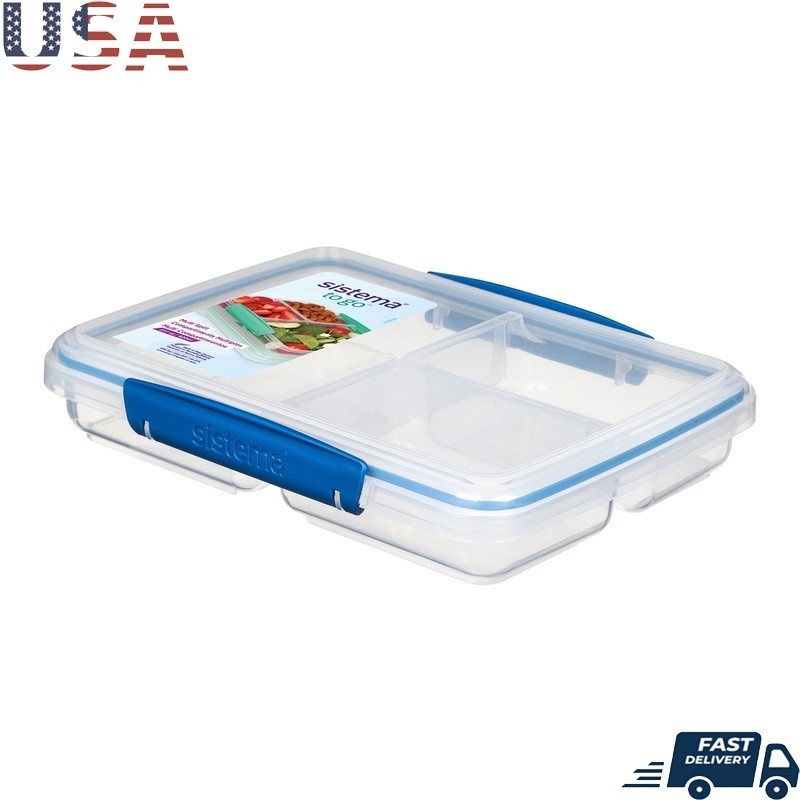 3 Compartment Food Storage Container Portable Lunch Box BPA Free Stackable New