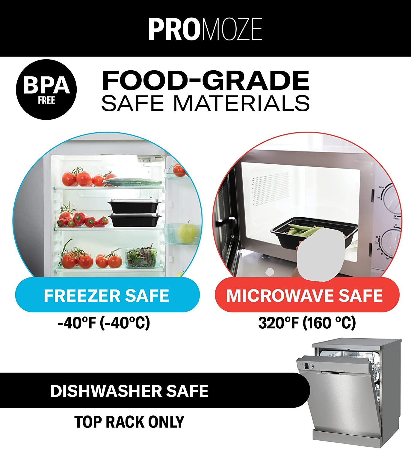 50-Pack Microwave Safe Meal Prep Containers, 28 Oz, BPA Free, Dishwasher Safe