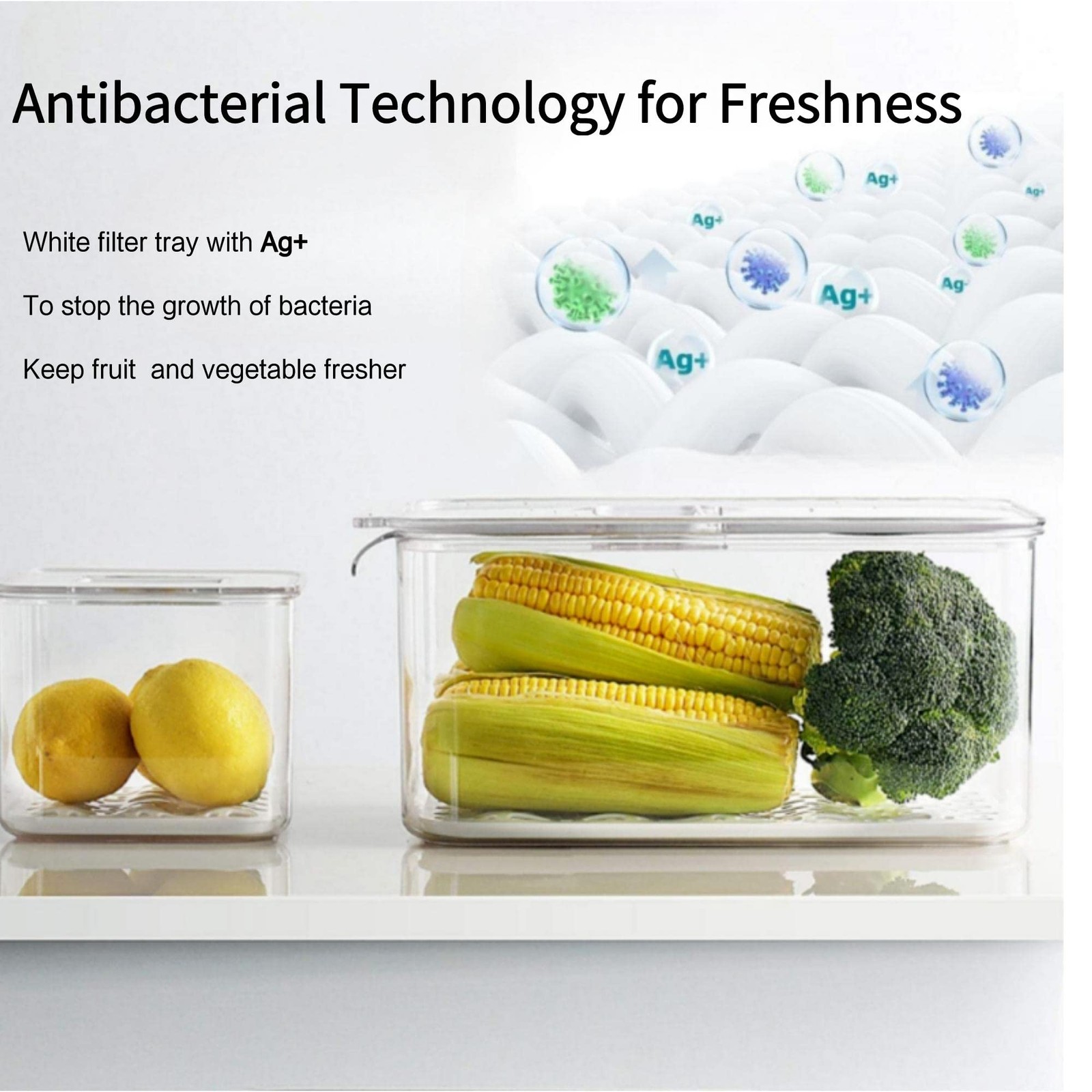 Fresh Produce Saver for Refrigerator, 3 Pcs Food Fruit Lettuce Keeper Contain…