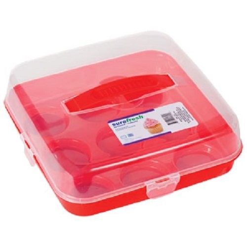 Sure Fresh Plastic Cupcake Carrier Container With Handles Baking Storage Tool
