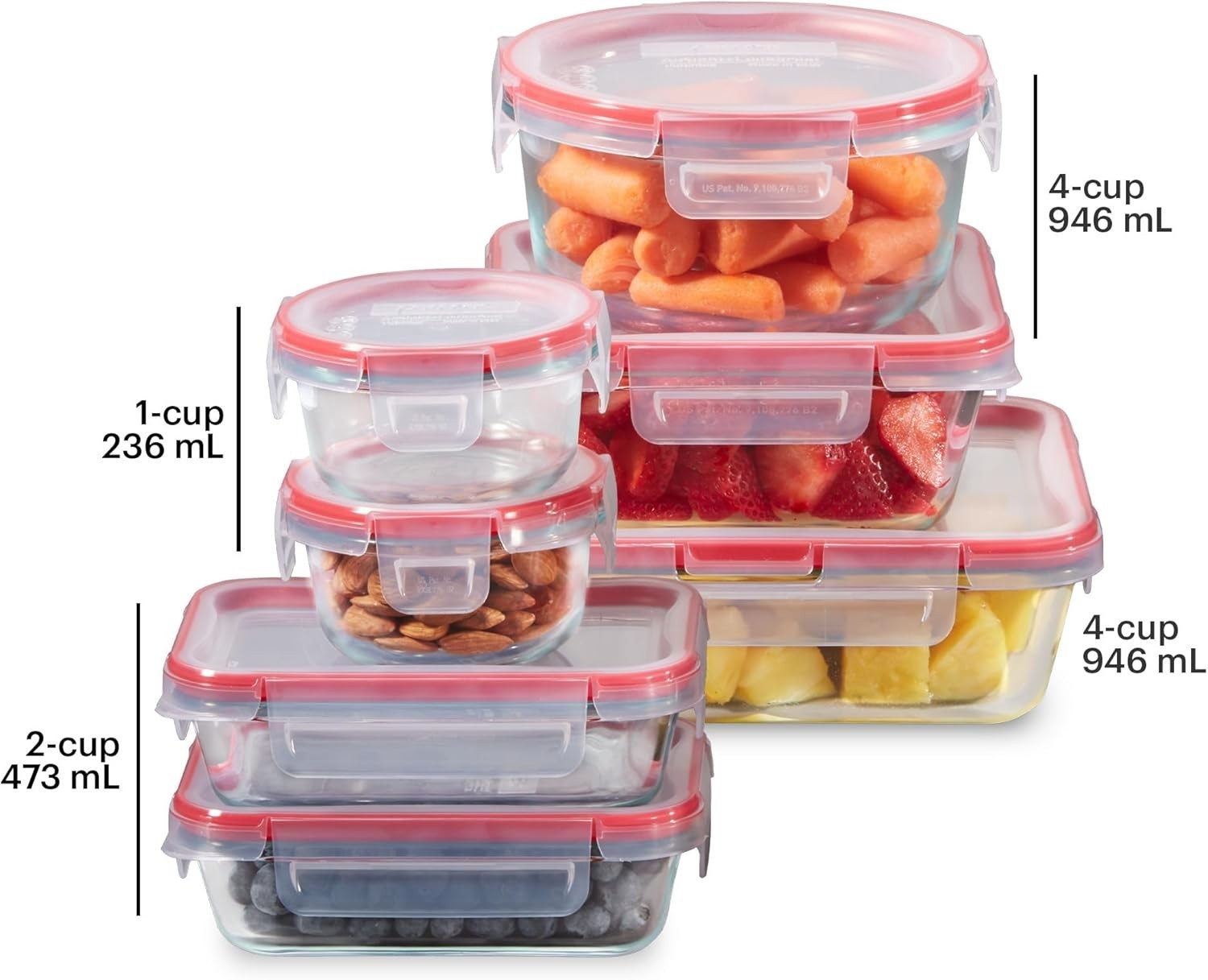 Glass Food Storage Containers 14pc Set Airtight Leakproof Microwave Safe