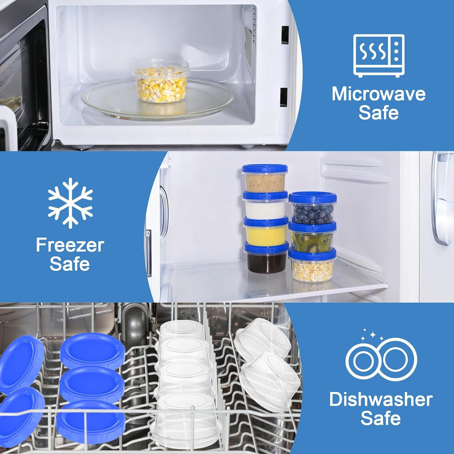 6 Pcs 8 Oz Plastic Containers with Screw Lids, Reusable Clear Food Storage Co…