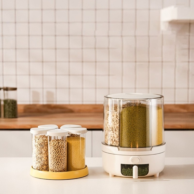 Clear Multiple Compartment Storage Bin With 360 Degree Rotation Mechanism