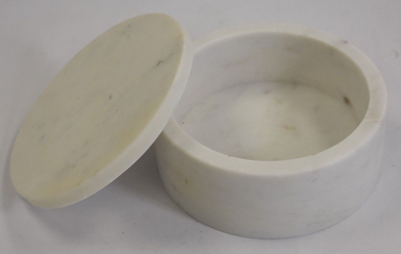 H&M Home Large Marble Pot w Matching Lid White 5″ x 2″ 0746814 Food Contact Safe