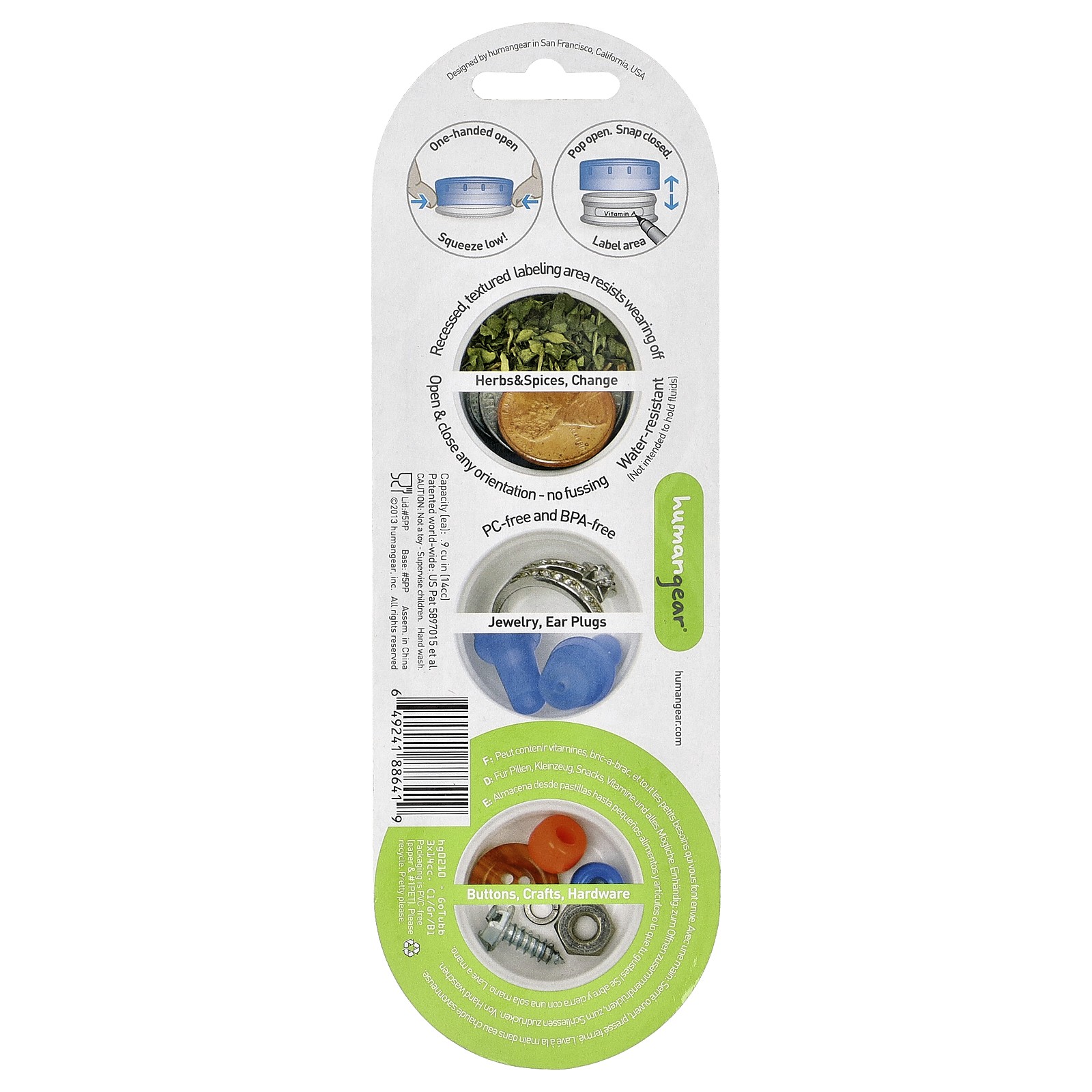 GoTubb® Containers, Clear, Green, Blue, 3 Pack