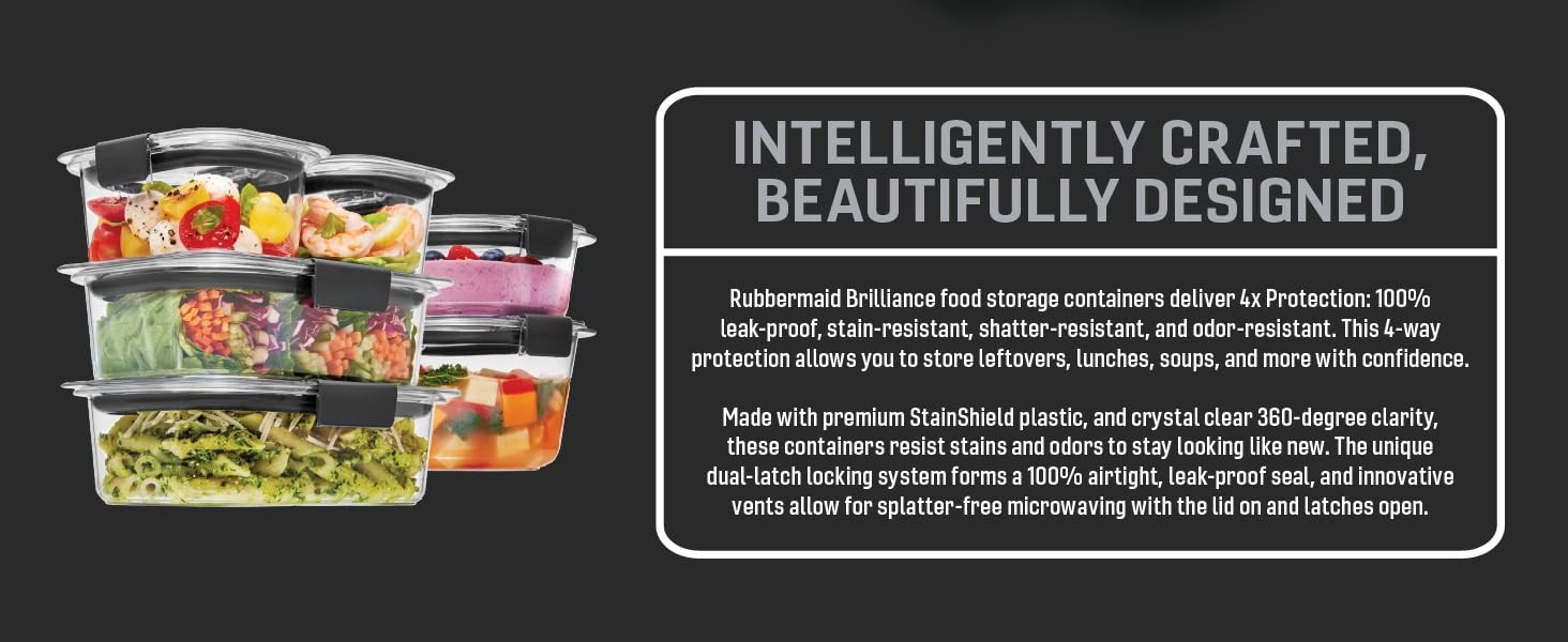 Brilliance® Round and Rectangular Leak Proof Food Storage Containers, 12 Piece