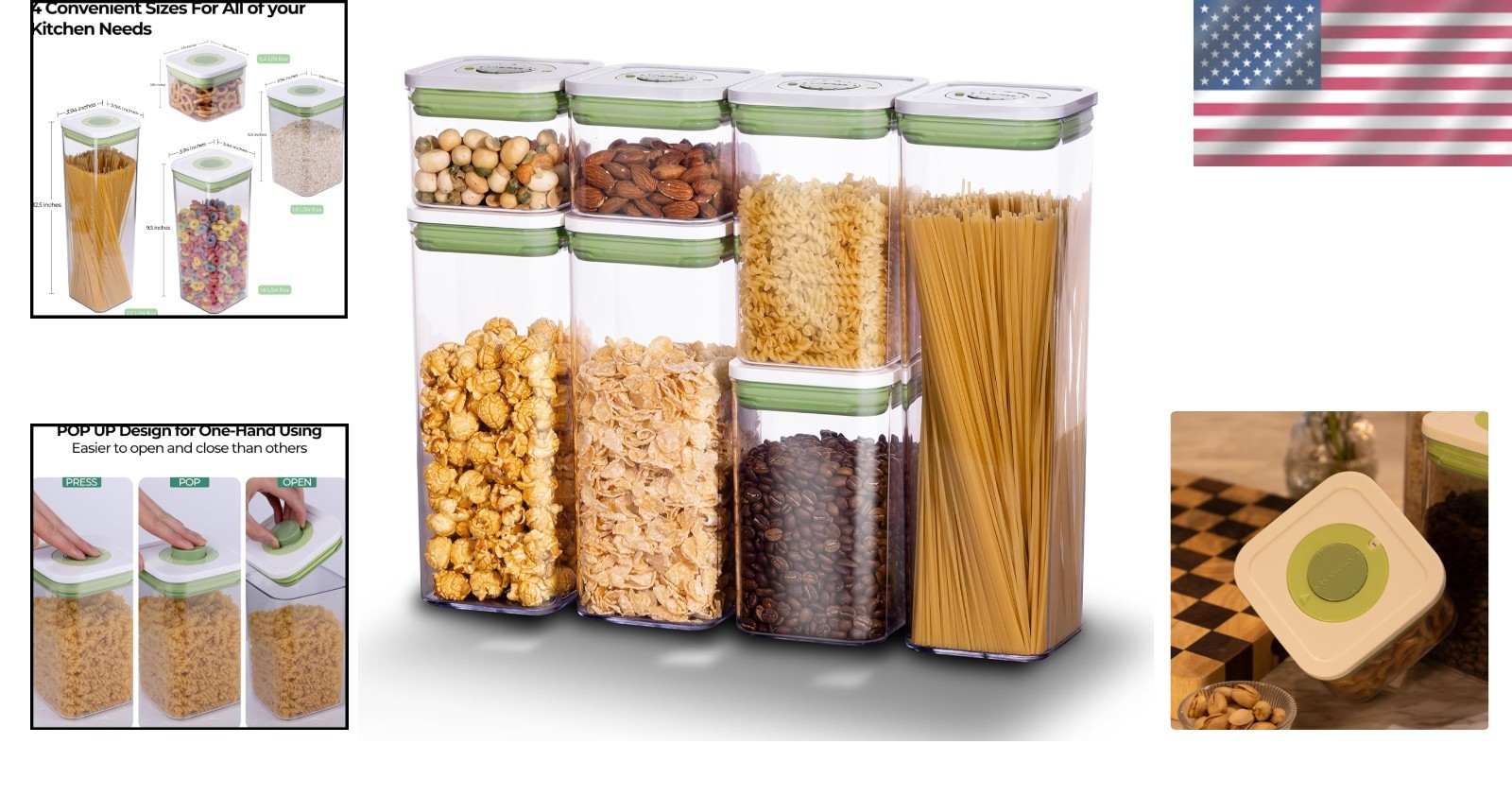 Stackable and Airtight Kitchen Storage Containers – Set of 7 with Date Tracker
