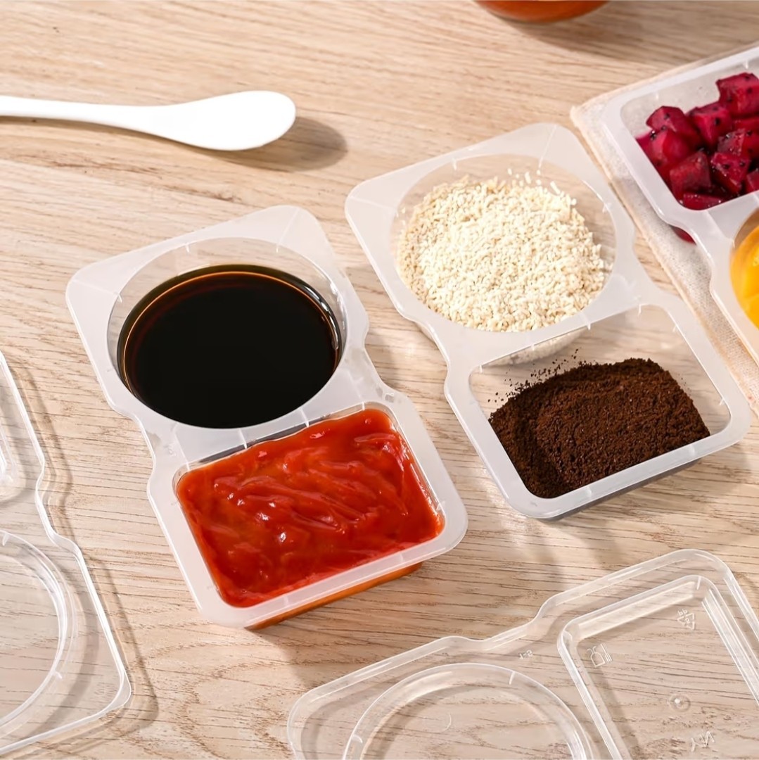 20 Pcs Double Compartment Condiment Container With Lids – Reusable Snack Pack
