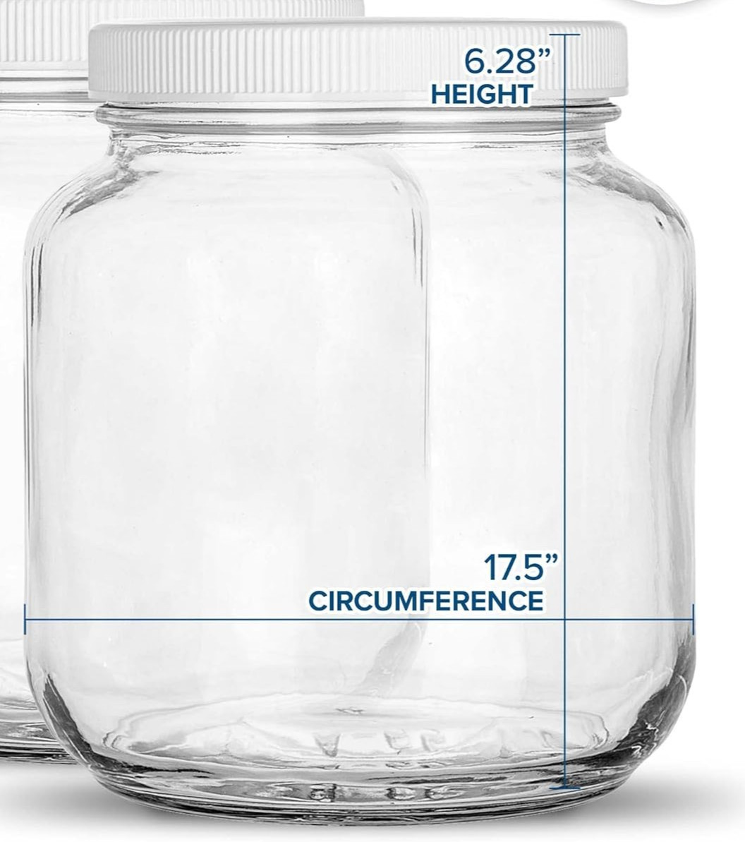 Set of 2: Stock Your Home 64 oz Clear Glass Half Gallon Food Safe Jars w Lid