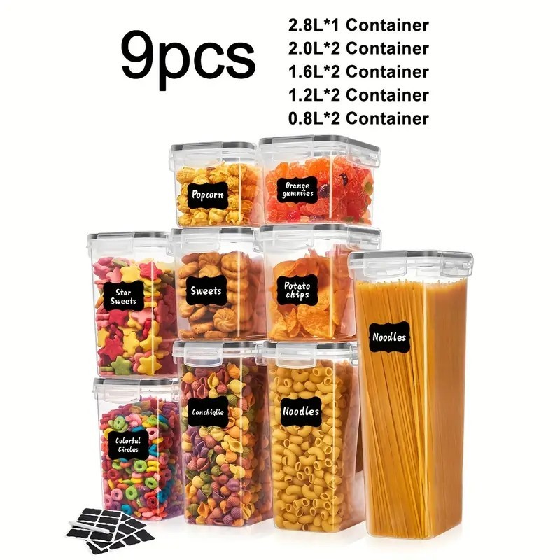 9-Piece Airtight Food Storage Container Set | BPA-Free Plastic | Kitchen Pantry