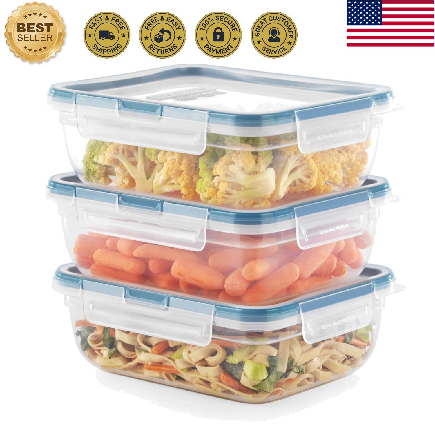 Versatile 3-Pack 8.5-Cup Food Storage Containers – BPA-Free & Dishwasher Safe