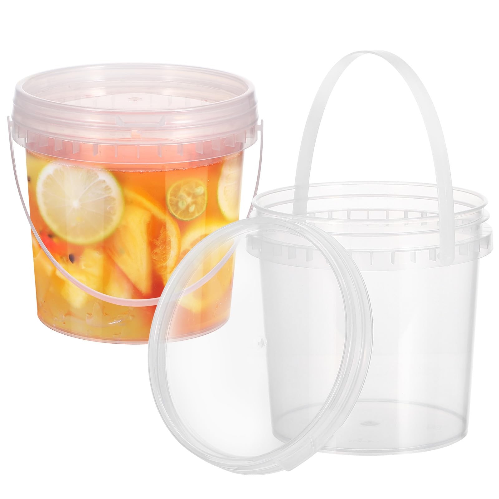 2 Pcs Round Ice Cream Storage Bucket with Handle and Lid, 0. 26 Gallon Sealin…