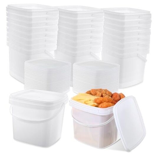 24 Pcs Plastic Food Containers Ice Cream Buckets 169 Oz / 4.4 Qt / 1.3 Gallon