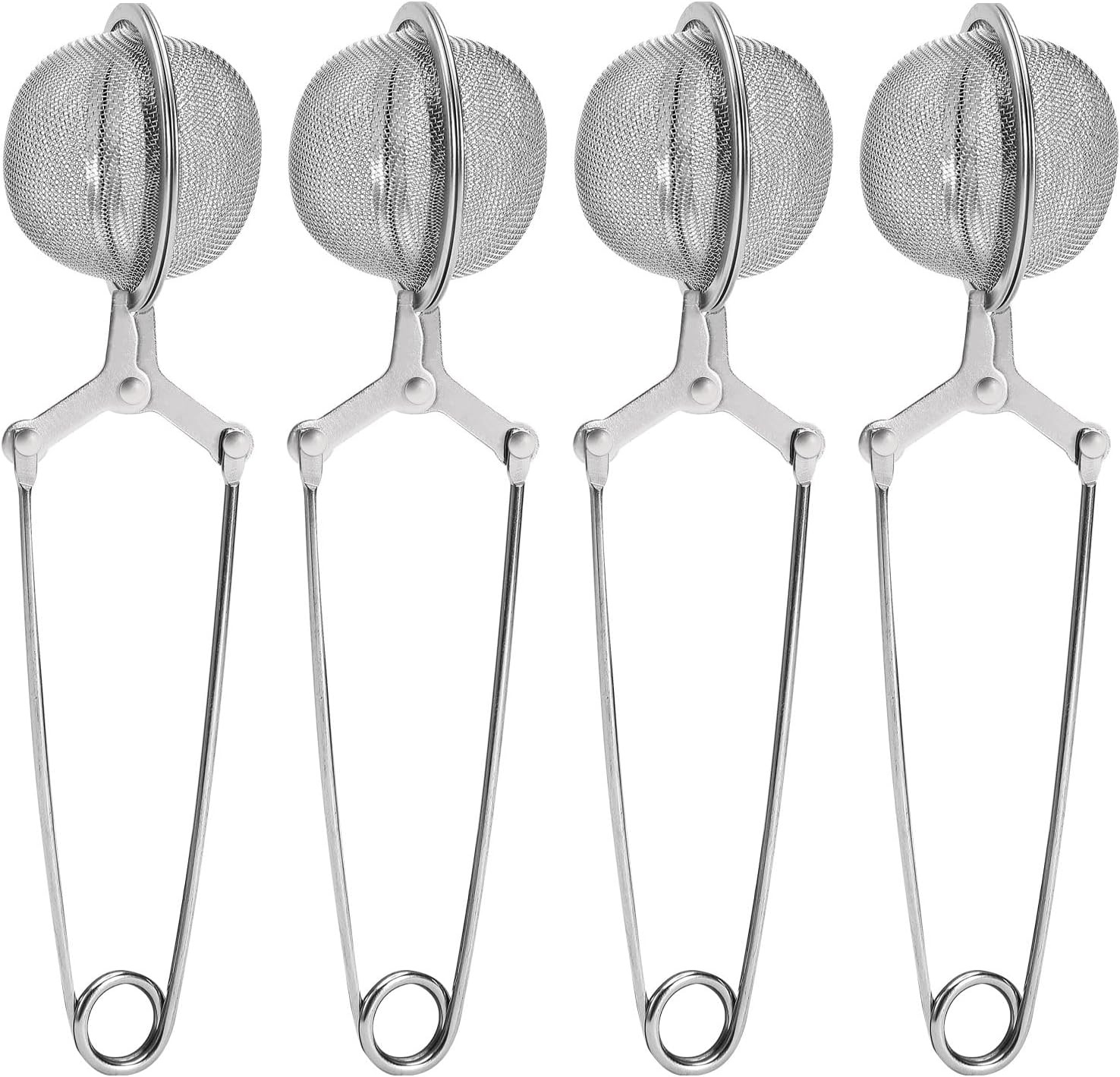 Tea Strainers for Loose Tea, 4 Pack Infuser with Handle Fine Mesh Silver