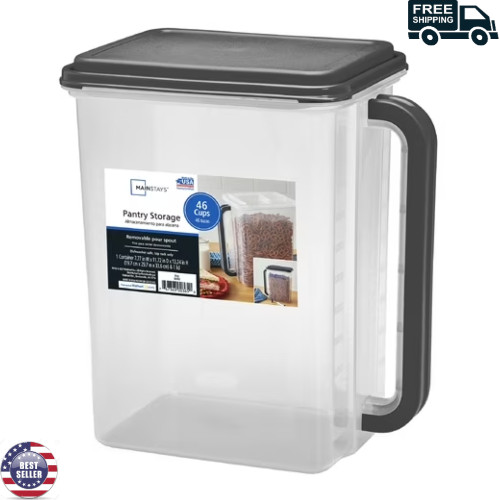 Food Storage Container-Bulk Canister Holds 46 Cups – Dark Gray Lid and Handle