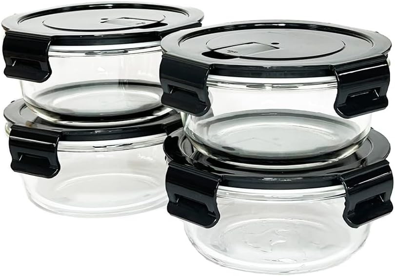 Glass Meal Prep Containers,1.5 Cup Clear Food Storage Containers