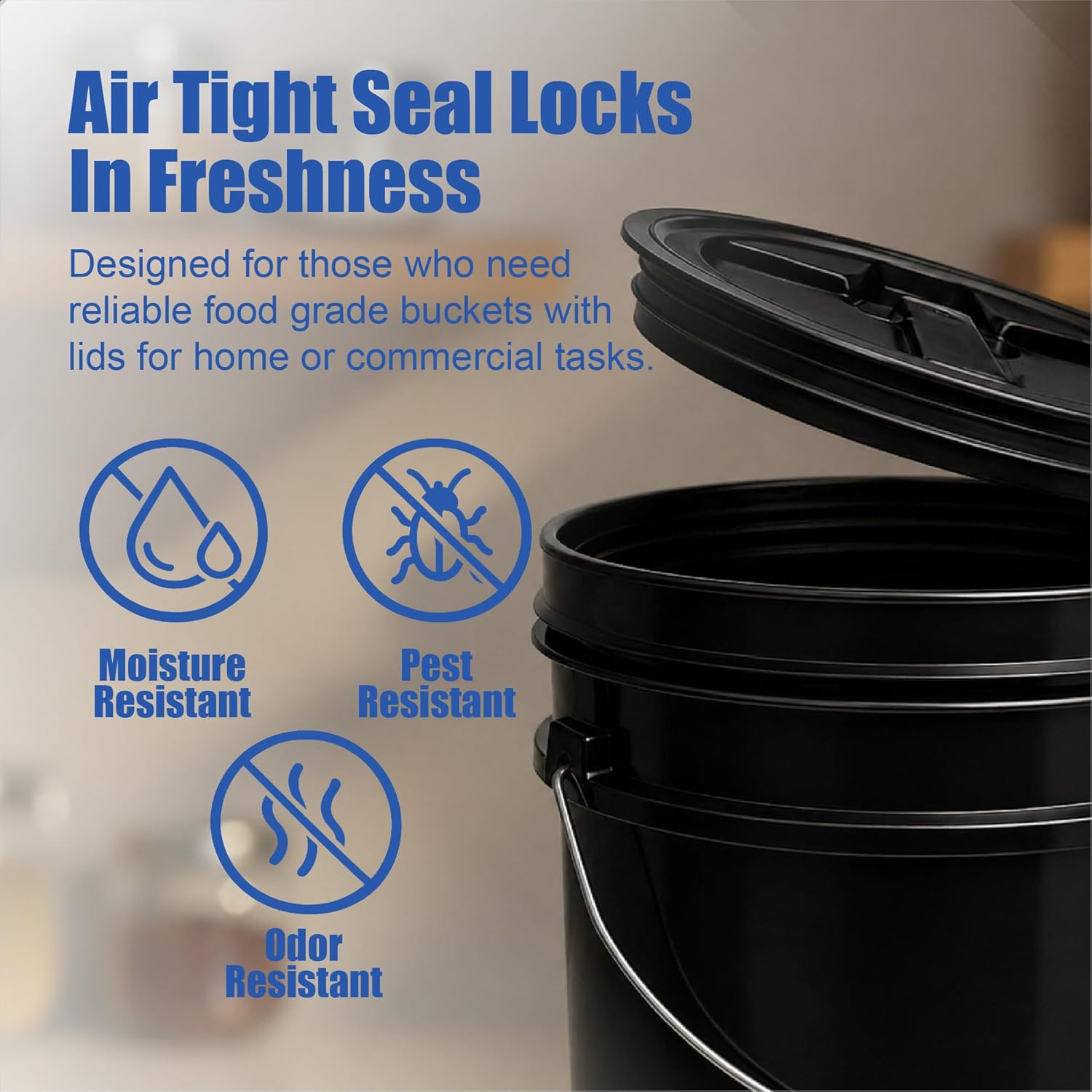 Epackagesupply 5 Gallon Bucket – Food Grade Bucket with Airtight Gamma Seal Scre