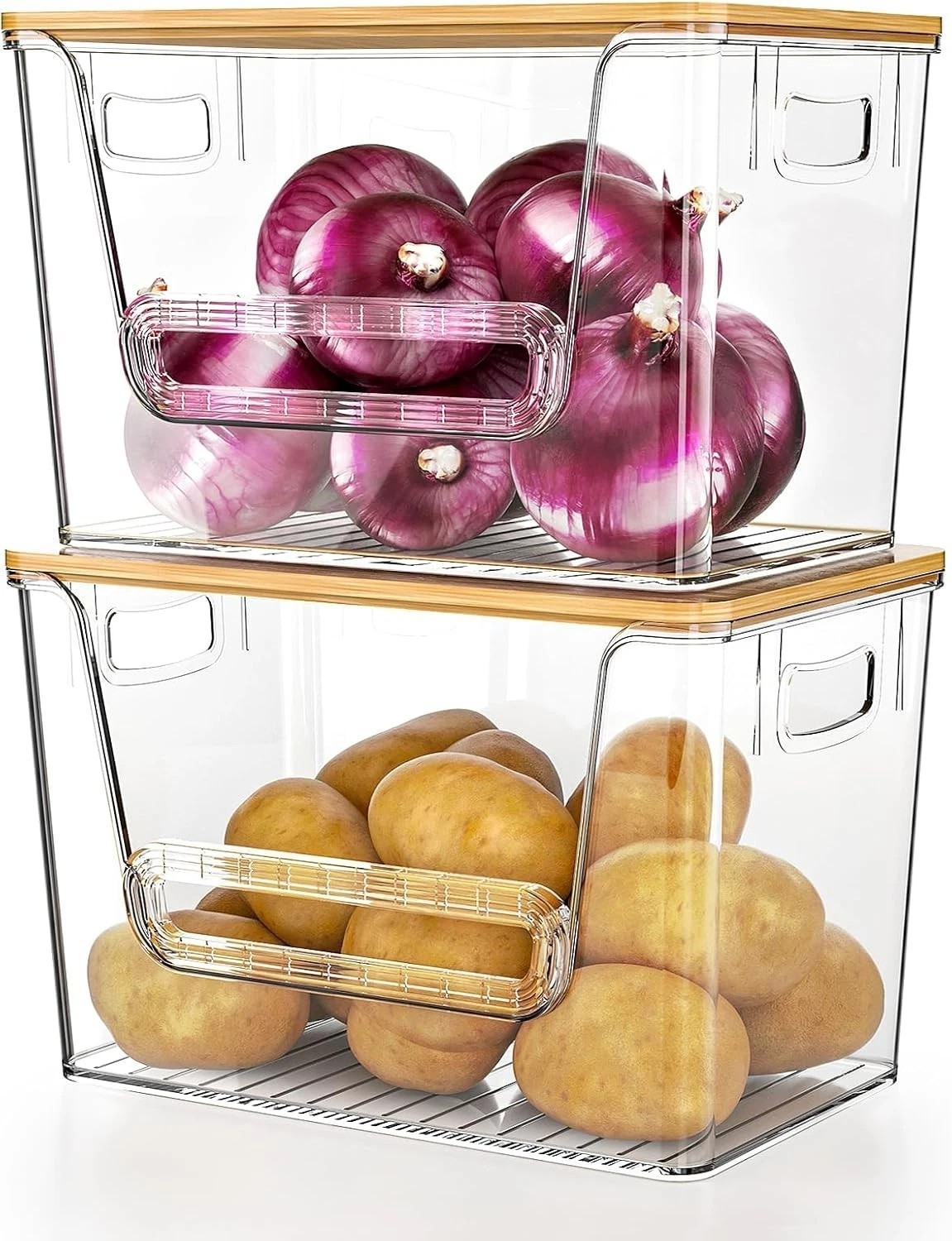 Durable Bamboo Top Pantry Organizers – 2 Pack for Efficient Kitchen Storage