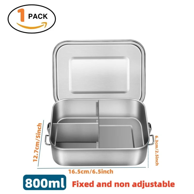1 Pc 304 Stainless Steel Airtight Bento Lunch Box BPA Free Adult Meal Prep Box