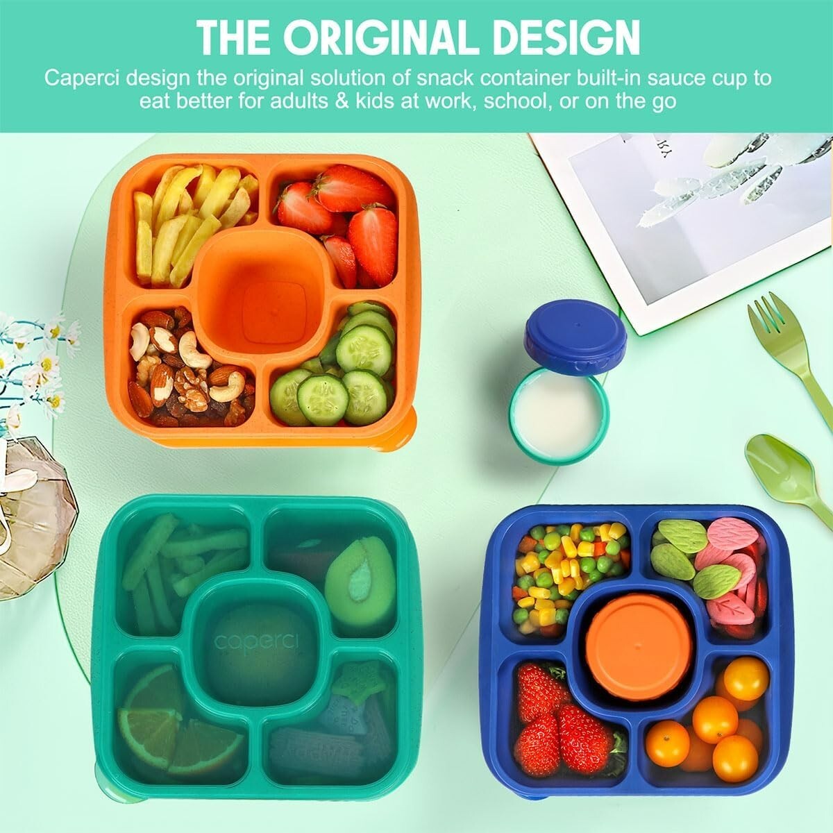 Caperci Original Lunchable Snack Containers for Kids & Adults – Jewel Brights