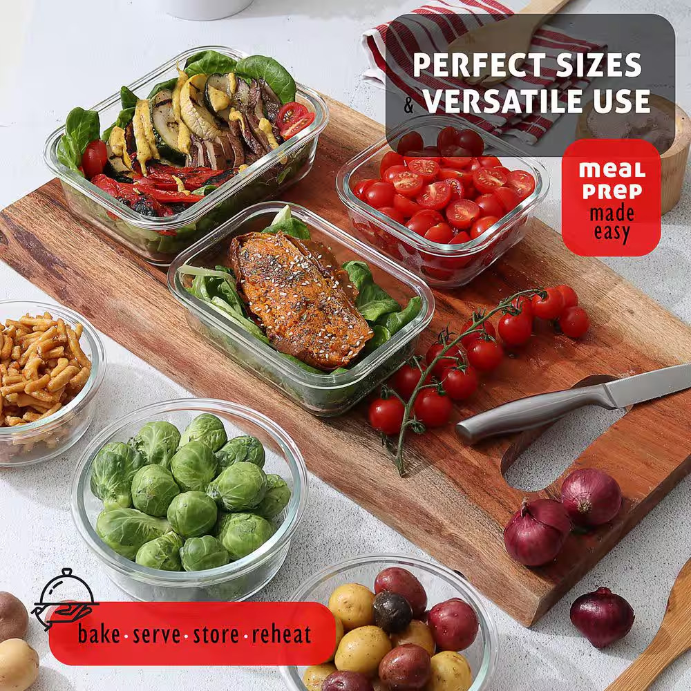 12-Pack Glass Food Storage Containers with Lids