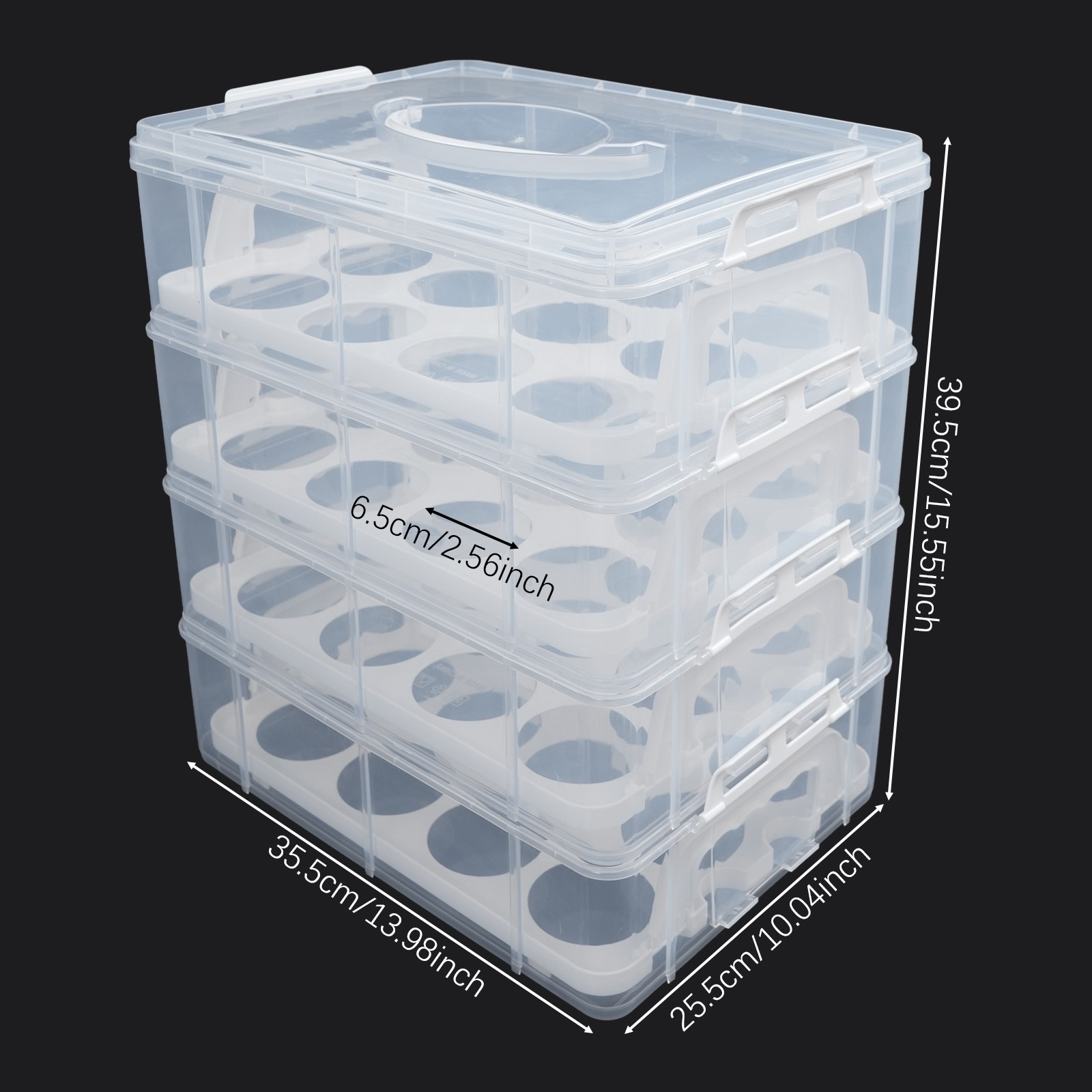 4-Tiers Portable Cupcake Carrier Cupcake Holder Carrier Stacking Cupcake Storage