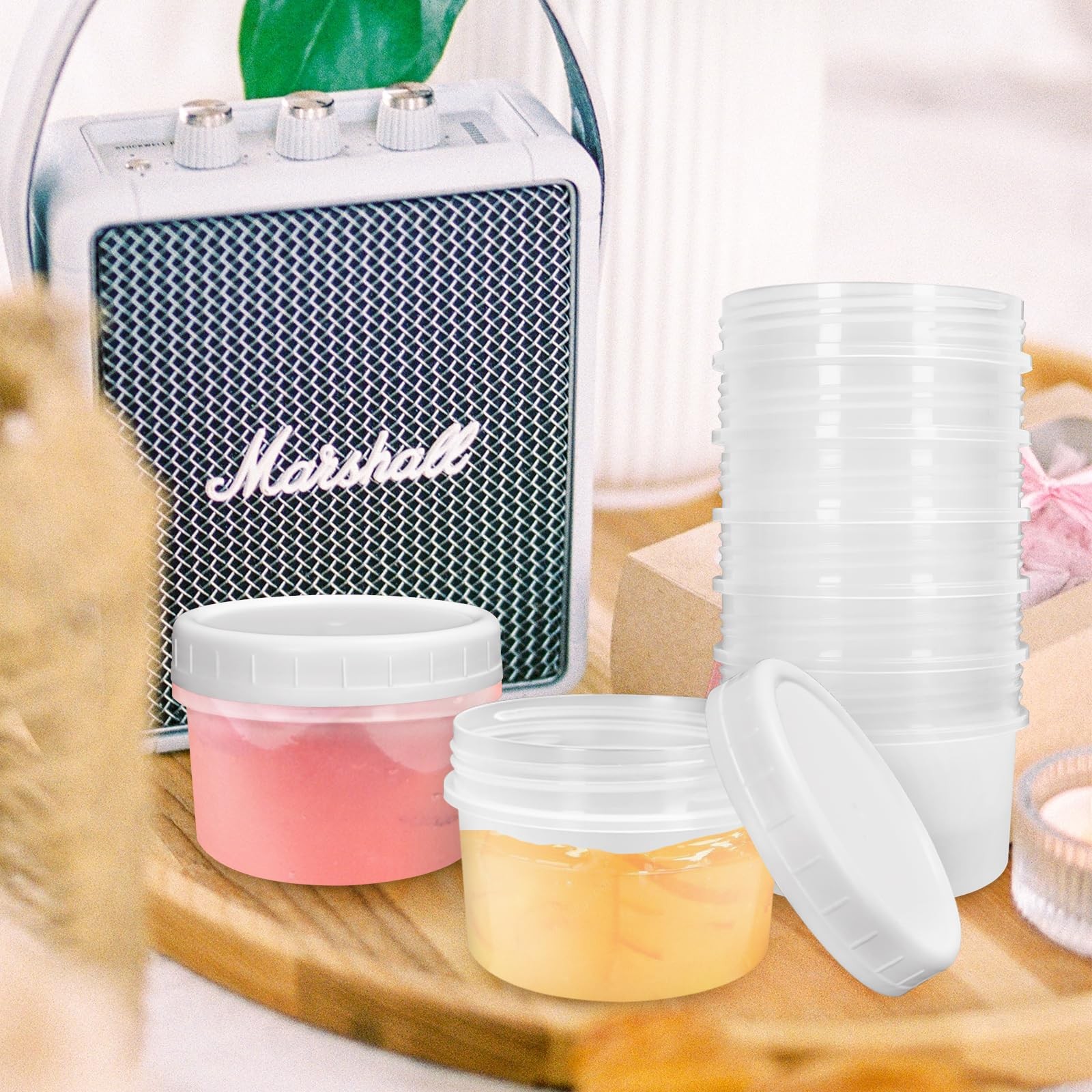 ISUSSER 10 Pack 4oz Reusable Small Plastic Containers with Screw Lids, Small …