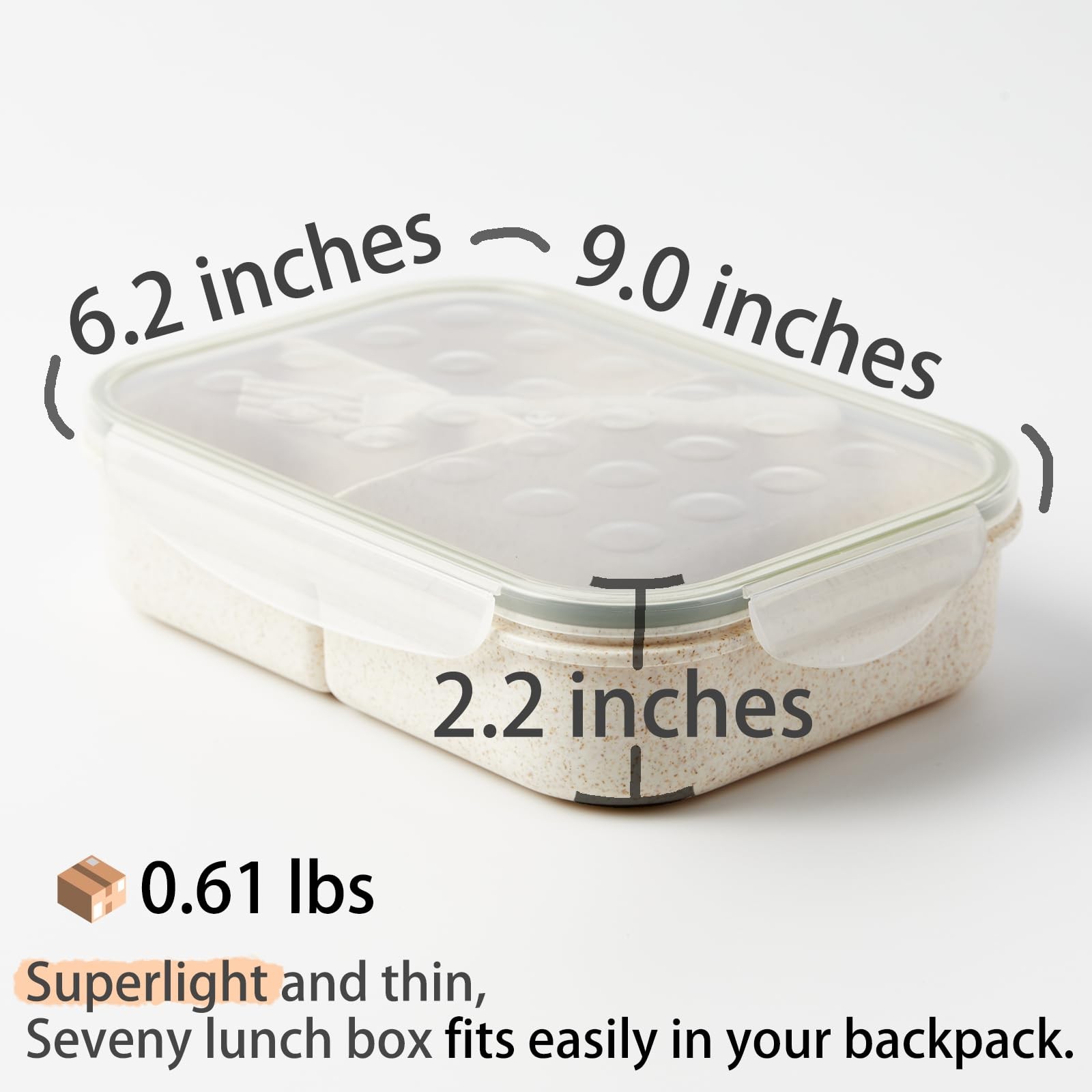 SEVENY Bento Box Natural Wheat Fiber Material,Ideal Leak-Proof White