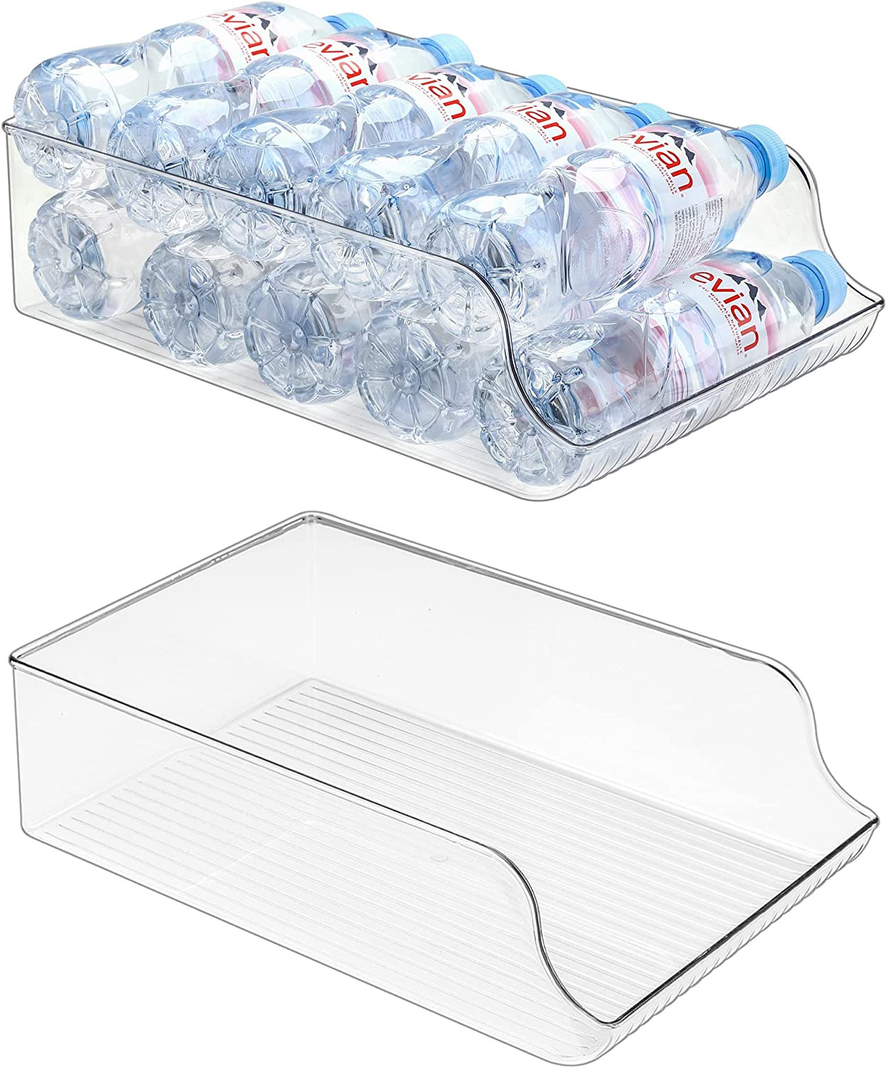 Puricon 2 Pack 16.9 oz Water Bottle Dispenser Organizer for Refrigerator Plastic