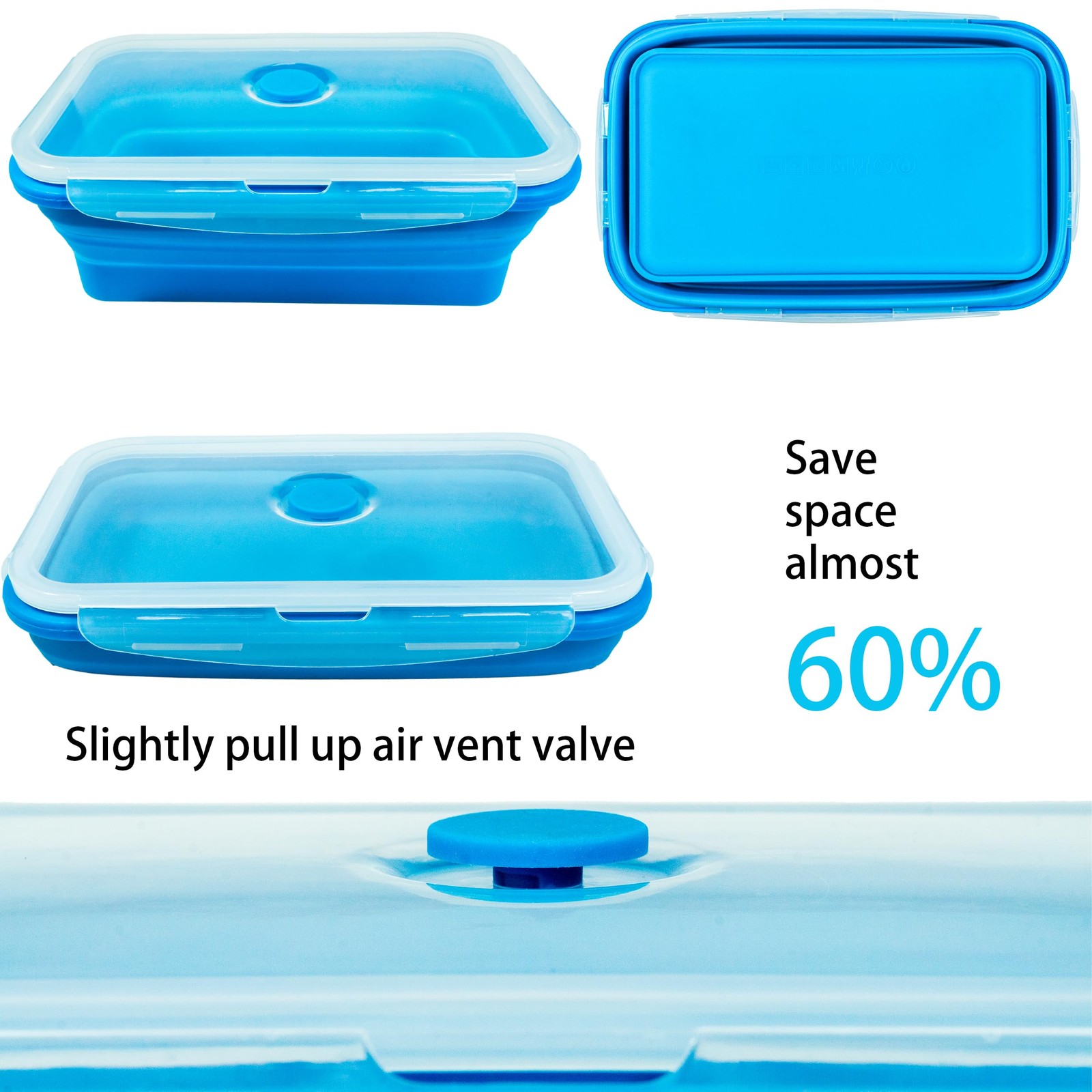 Plus 4PCS Foldable Silicone Food Storage Containers for Kitchen Storage for L…