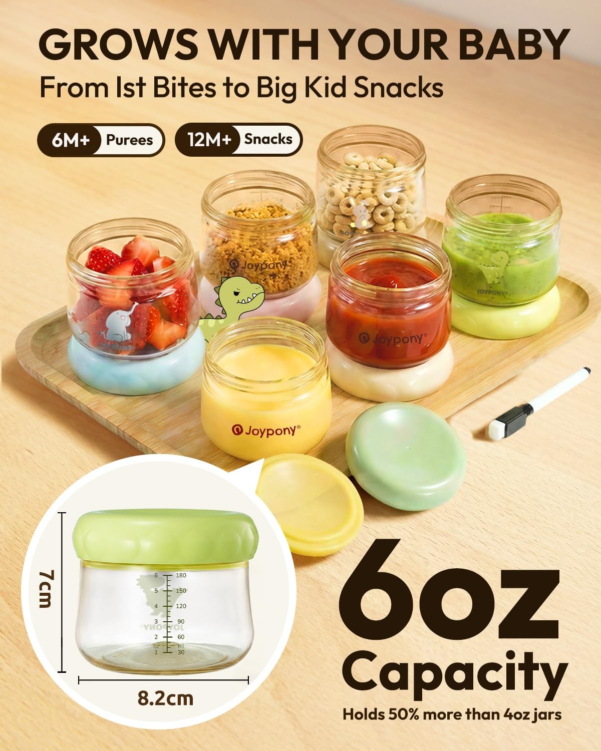 PPSU Baby Food Containers, 6oz Leakproof Baby Food Jars with Lids, Freezer Sa…
