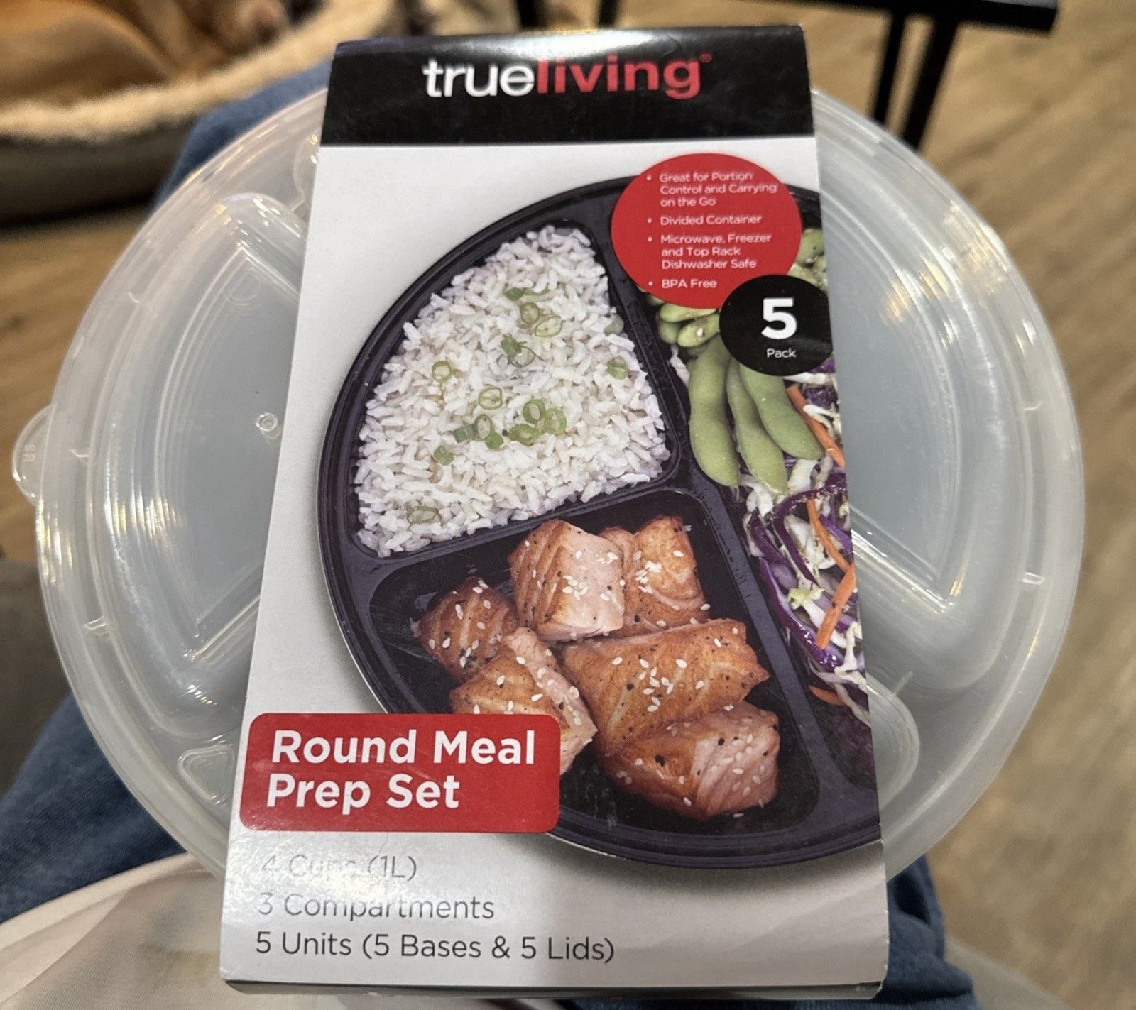 Trueliving Meal Prep Food Container 5 pack. NEW