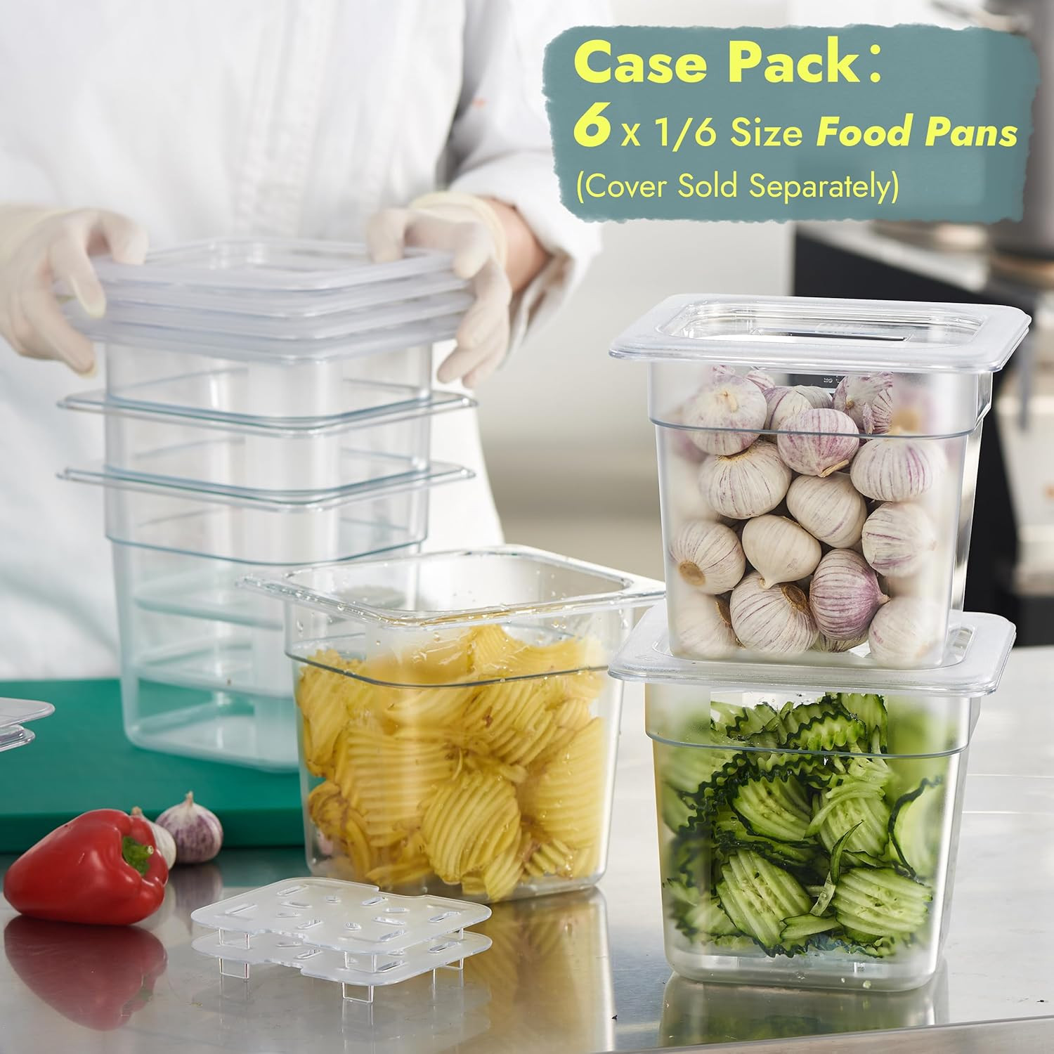 6-Pack 1/6 Size 6″ Deep NSF Polycarbonate Food Pans | Dishwasher & Freezer Sa…