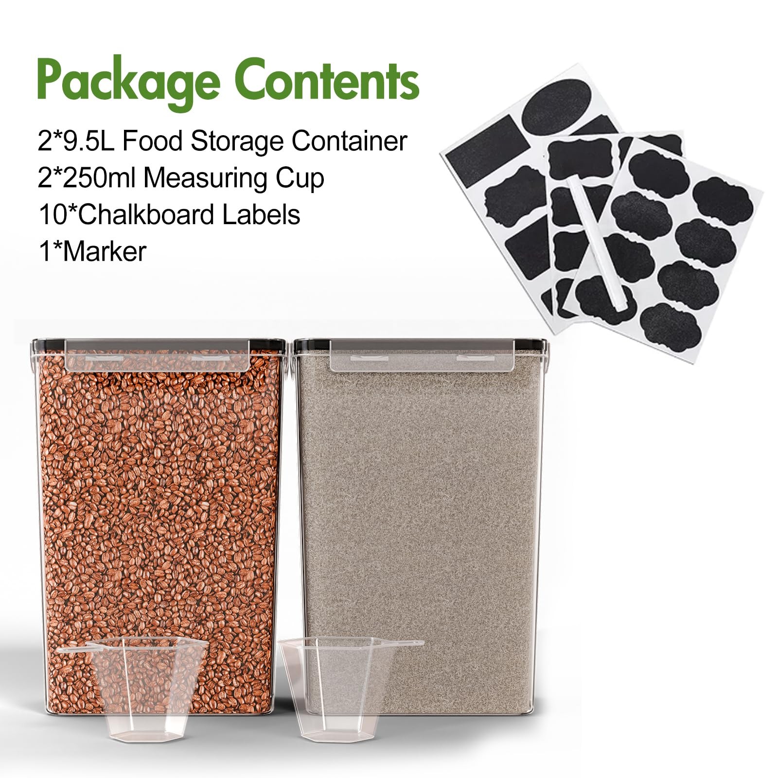2 PC (9.5L | 321 Oz) Extra Large Airtight Food Storage Containers with Lids,K…