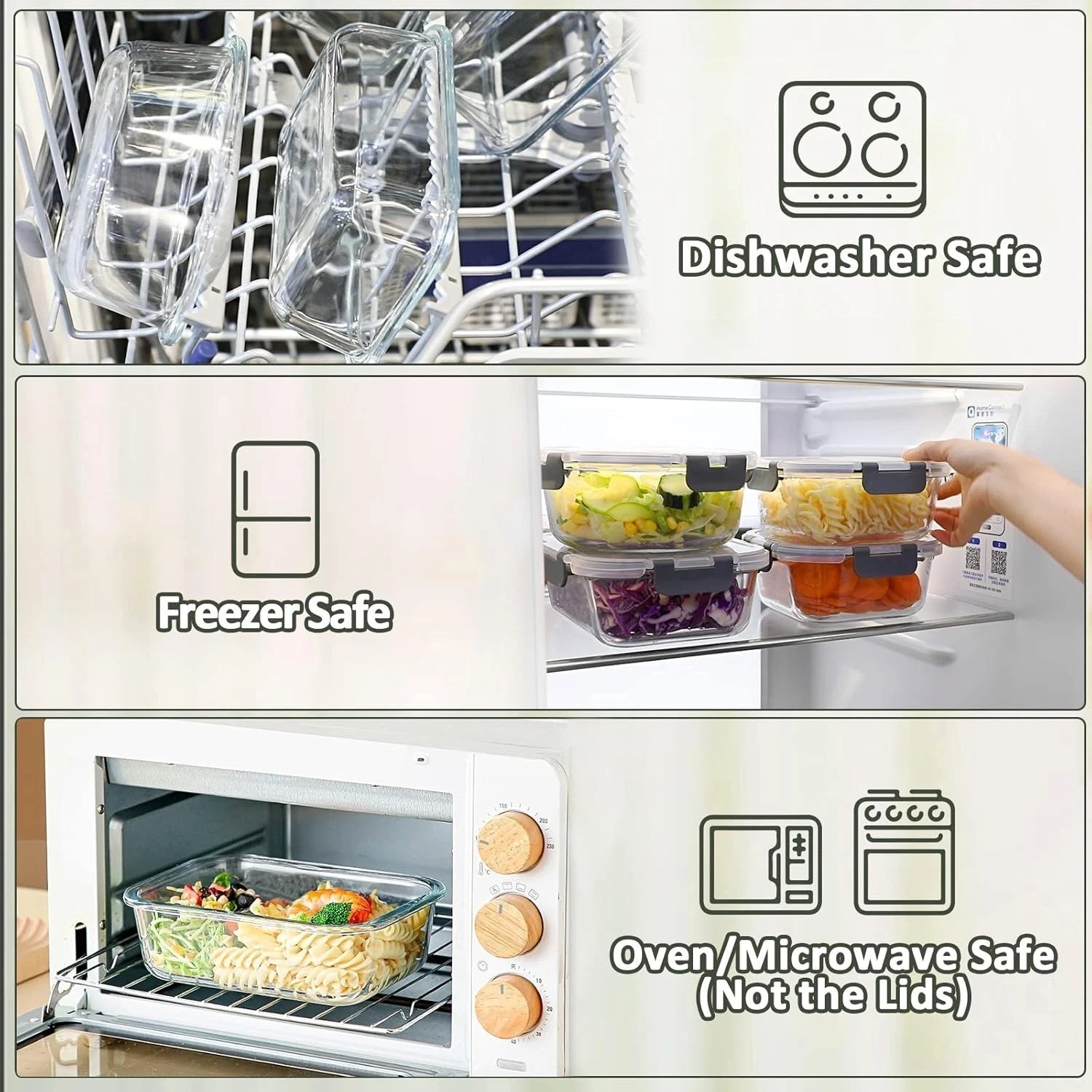 Elegant 10-Pack Snap Lock Glass Meal Prep Containers – Leak-Resistant & Durable